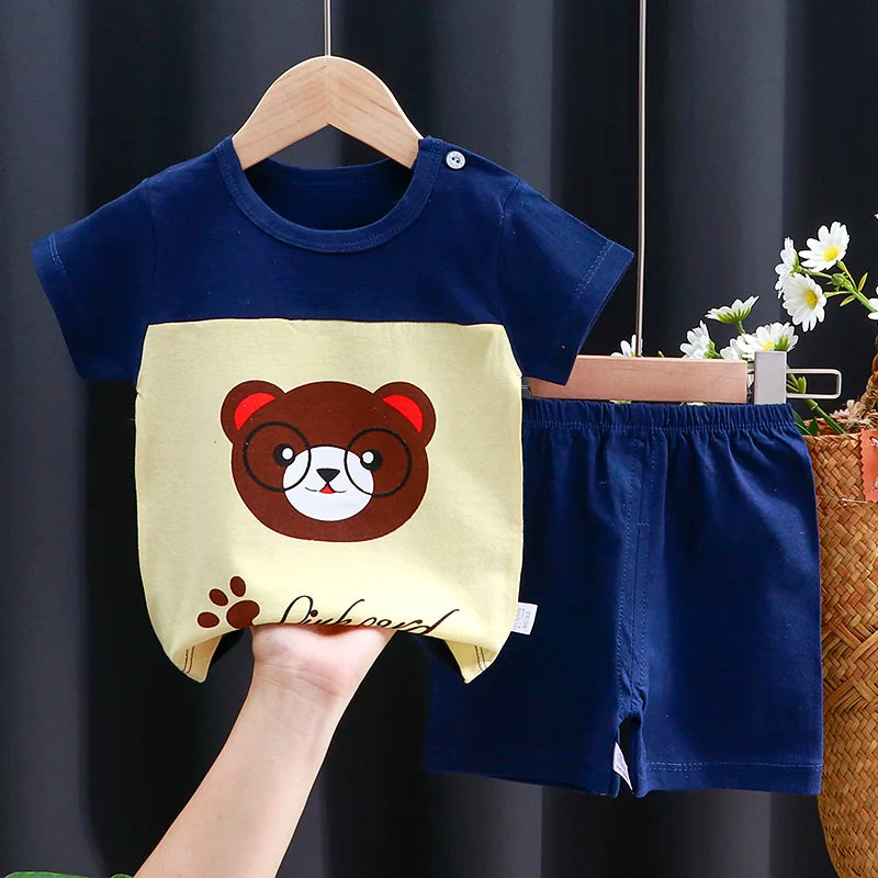 Kids Summer Clothing Set | Cotton T-Shirt & Shorts Cartoon Tracksuit