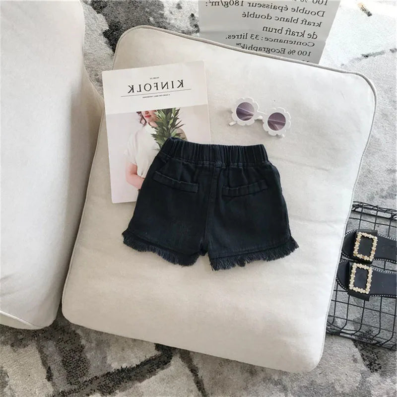 Children’s Summer Solid Color Korean Pants | Girls’ Casual Jeans & Shorts