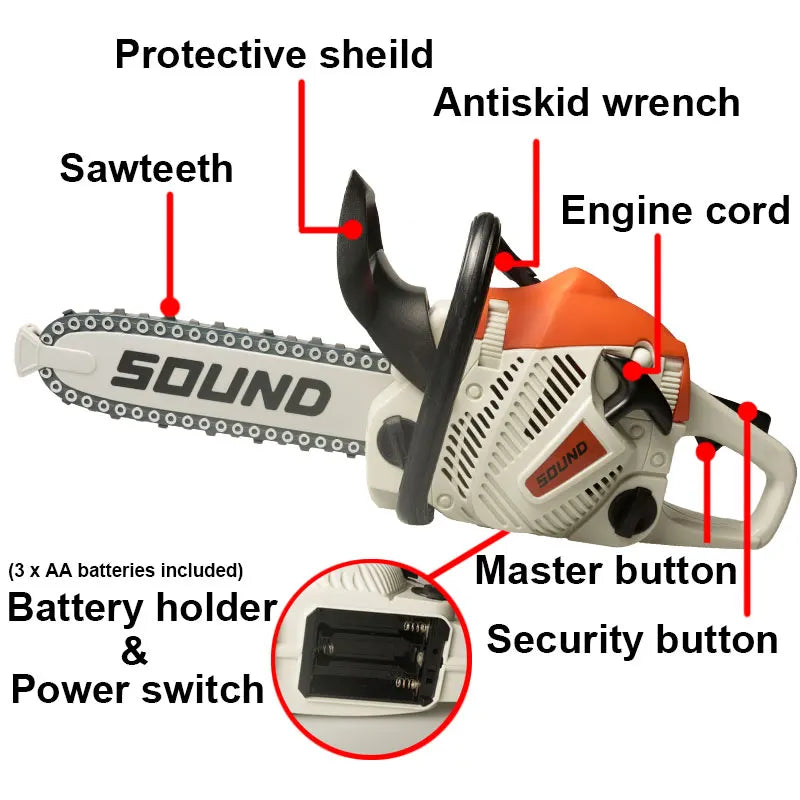Electric Toy Chainsaw with Goggles | Kids Sound Power Tool Toy