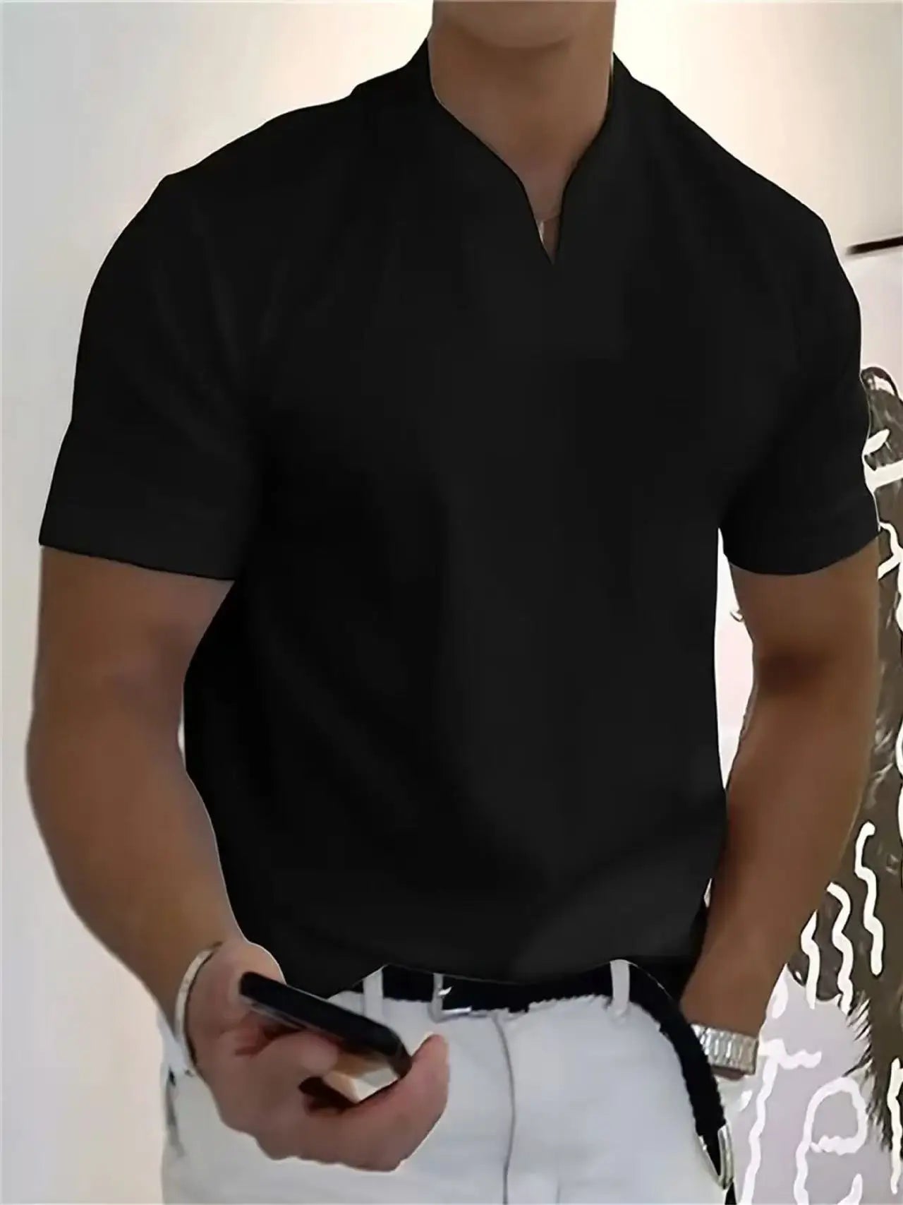 Men’s V-Neck Slim Fit T-Shirt | Summer Cotton Gym