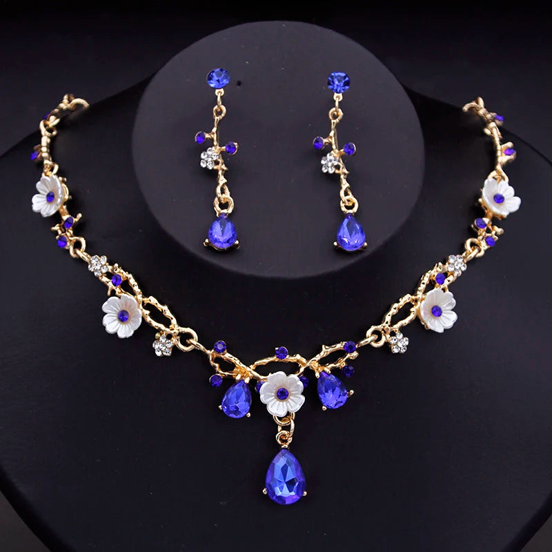 Gorgeous Crystal Bridal Jewelry Set | Luxury Flower Choker & Earrings