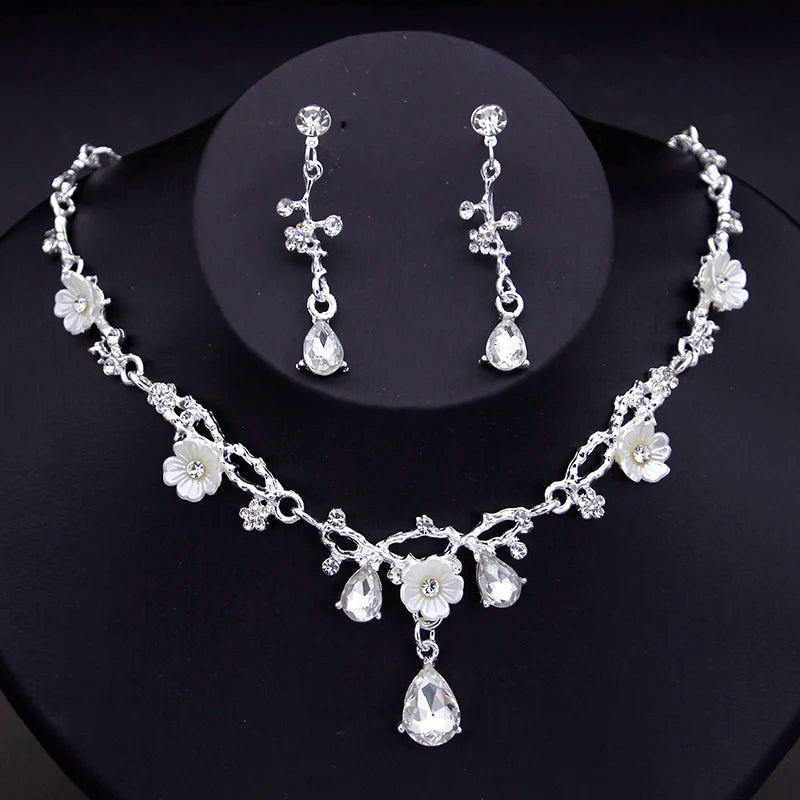 Gorgeous Crystal Bridal Jewelry Set | Luxury Flower Choker & Earrings