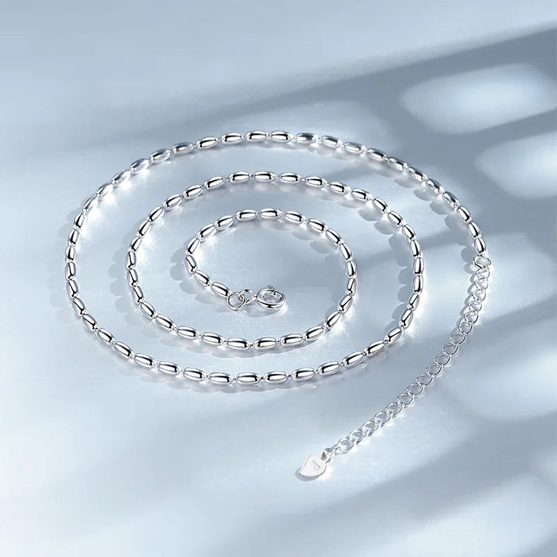 925 Sterling Silver Geometric Bead Necklace | Delicate Choker Chain