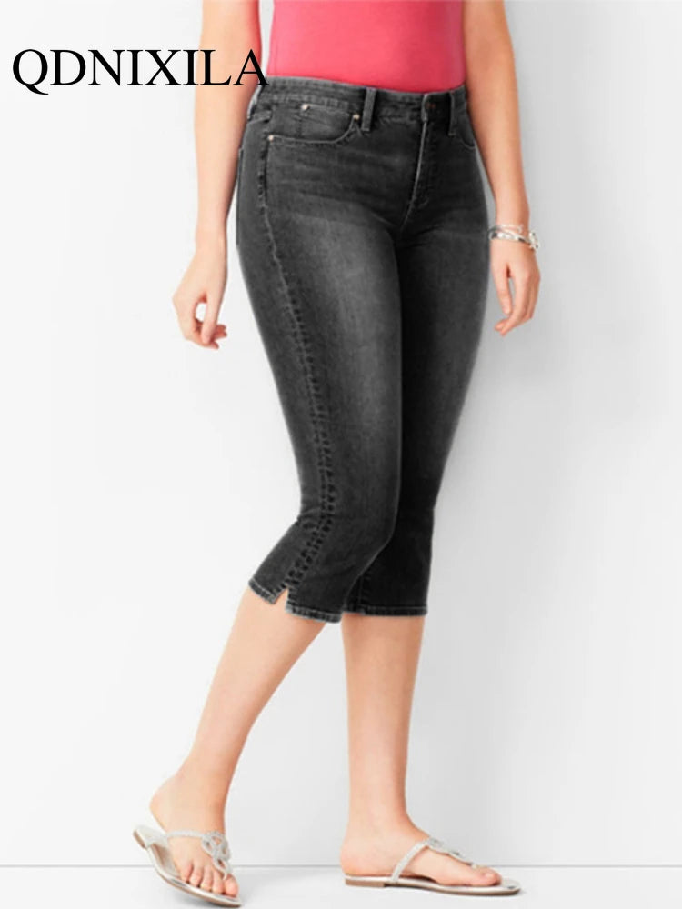 Black Cropped Skinny Jeans | Women’s High Waist Denim