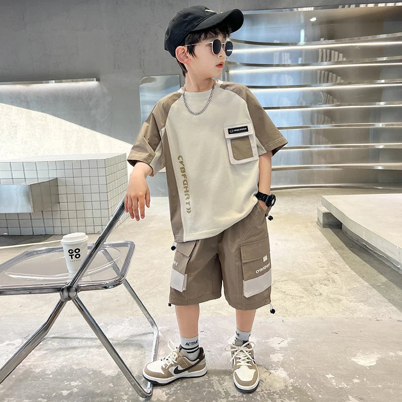 Boys’ Summer Tracksuit Sets | Short Sleeve T-Shirts & Shorts 2PCS