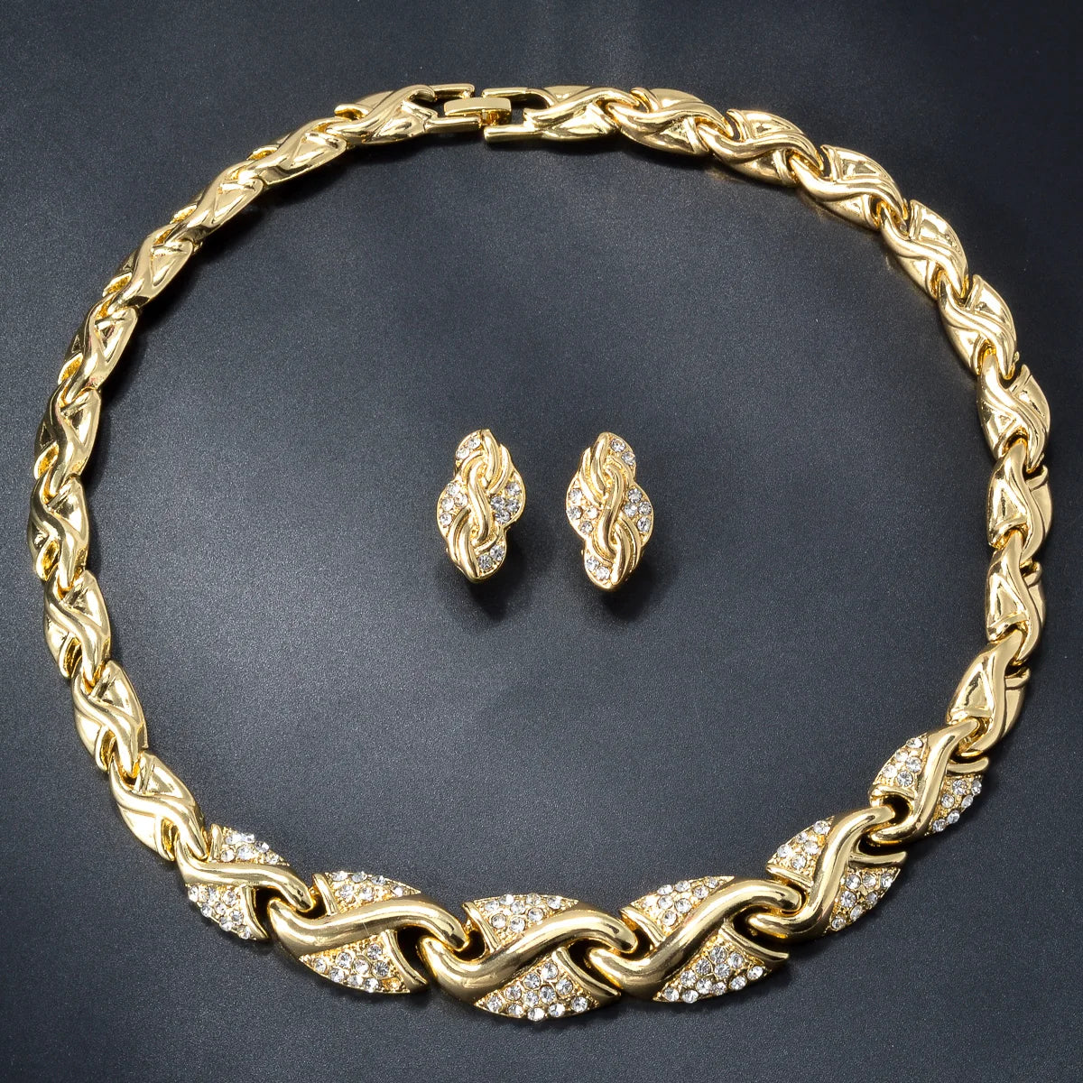 ZeaDear 4pcs Jewelry Set | S-Shape Necklace, Bangle & Rings