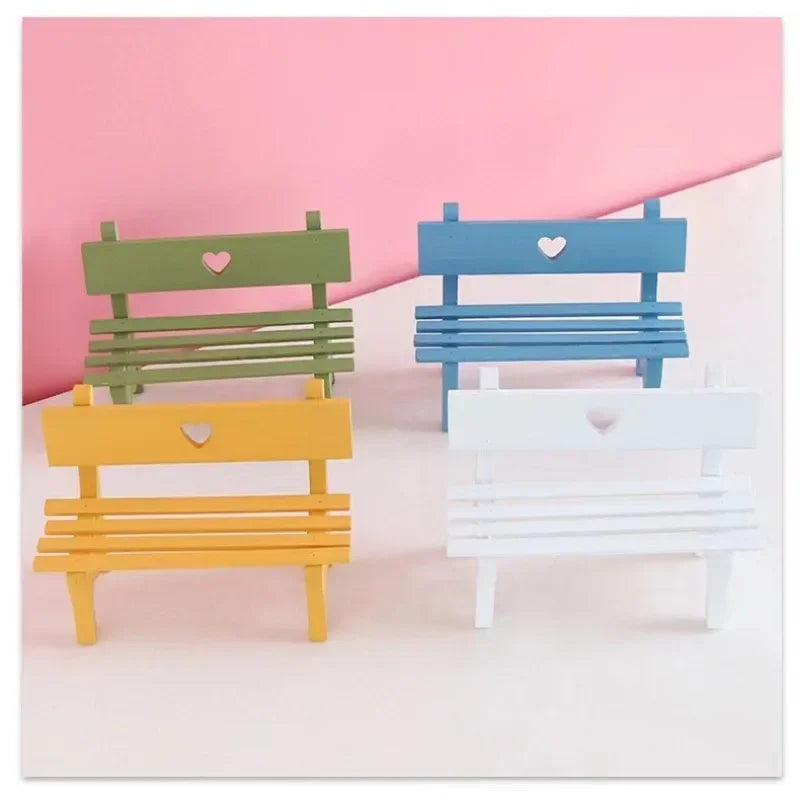 Mini Bench Miniature Fairy Garden Figurines DIY Craft Micro Landscape Dollhouse Wood Statue Home Decoration Sculptures Garten
