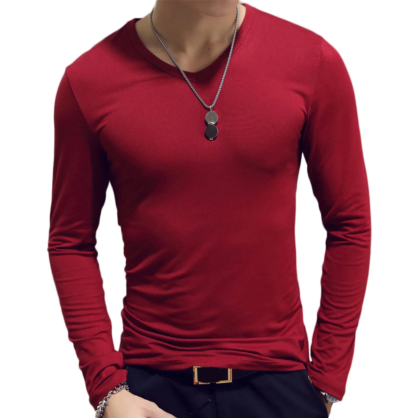 Men’s V-Neck Long Sleeve T-Shirt | Slim Fit Classic