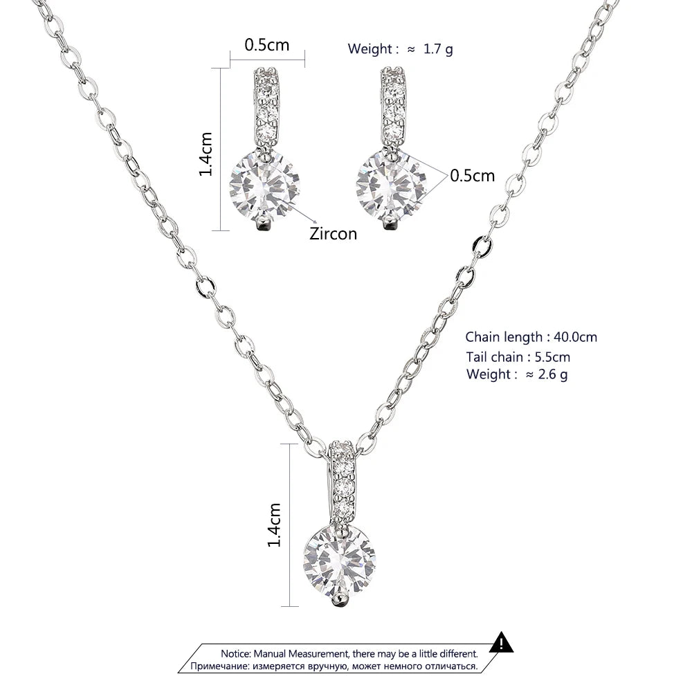 Elegant Bridal Jewelry Set | Clear Crystal Zirconia Necklace & Earrings