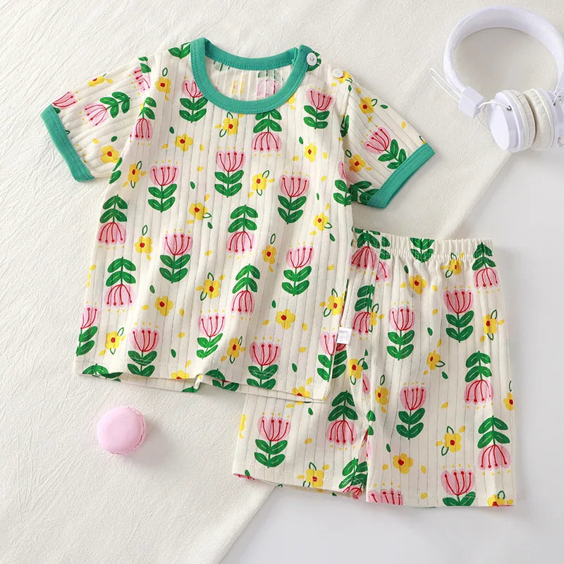 Kids Summer Clothing Sets | Cartoon Print T-Shirts & Shorts