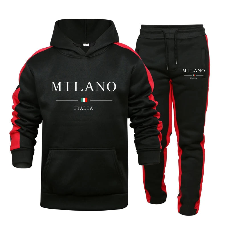 Men’s Printed Tracksuit 2-Piece Set | Casual Hooded Sweatshirt & Joggers