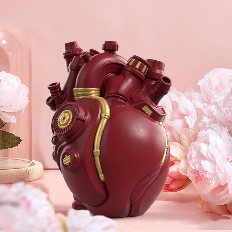 Mechanical Heart Cardiac Vase – Resin Home Decor & Unique Flower