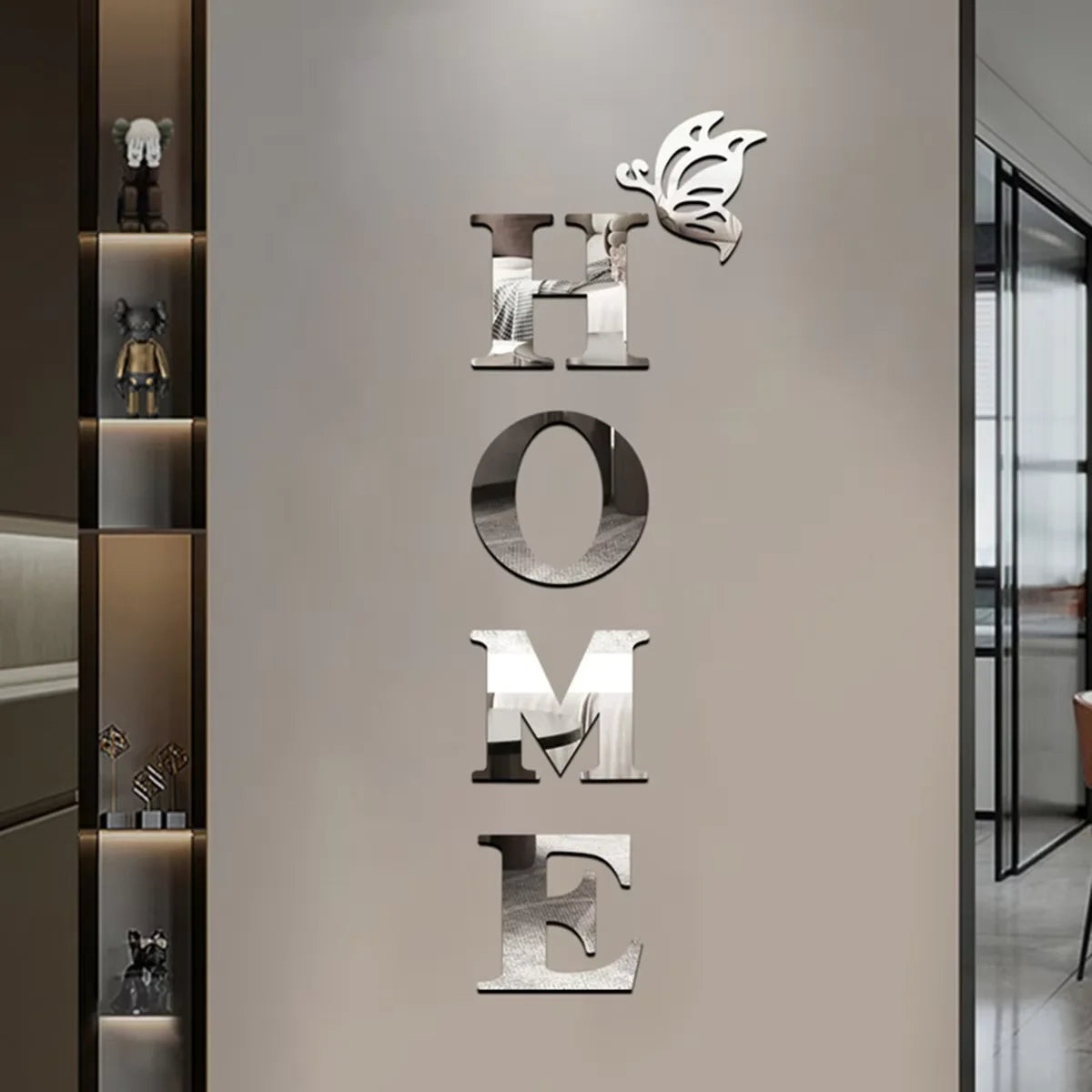 Home Logo 3D Mirror Wall Sticker – Stylish Entrance