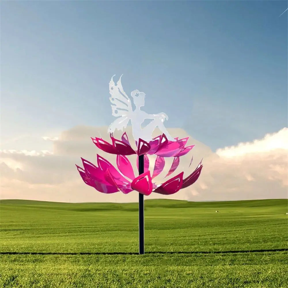 Crafts Rotating Garden Flower Fairy Sculpture Iron Art Detachable Wind Spinner Creative Metal Windmill Lawn