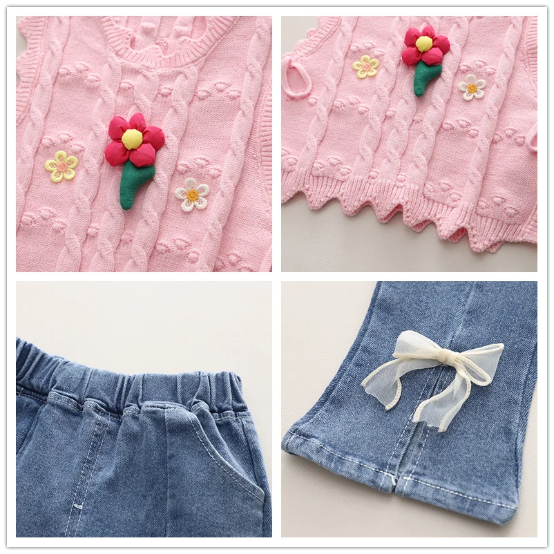 Girls’ Clothing Sets | Floral T-Shirt, Vest, Bow Jeans & Tracksuit