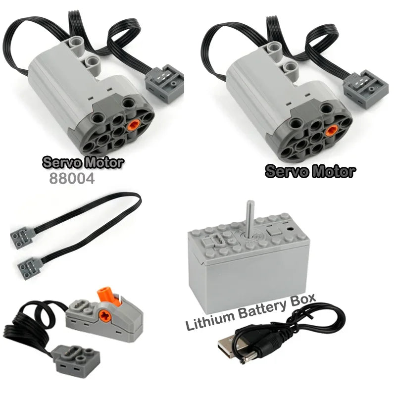 Servo Motor & Lithium Battery Box | Technical Building Blocks Parts