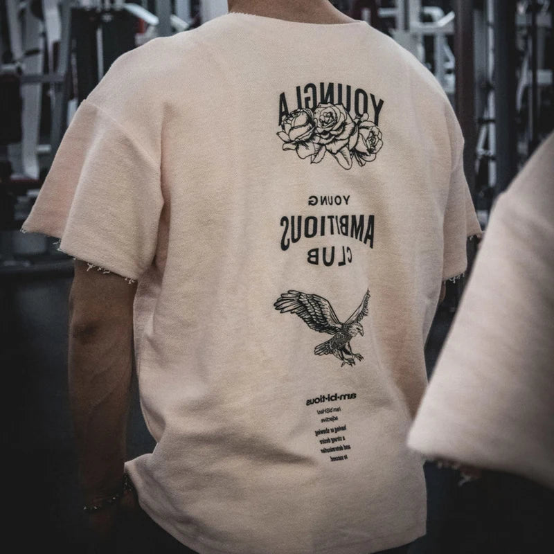 Men’s Oversized Printed T-Shirt | Casual Cotton Short Sleeve Gym Top