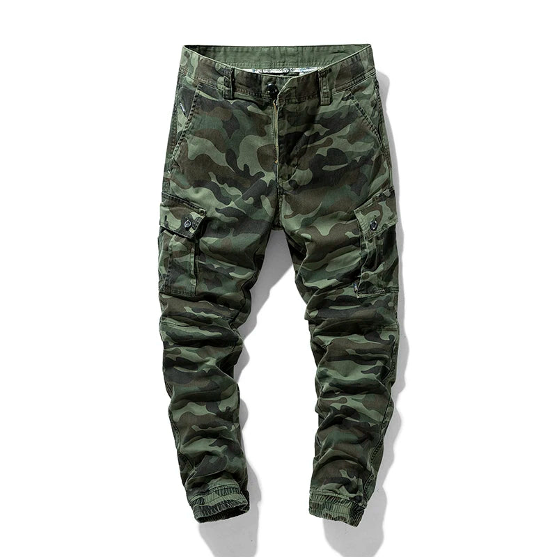 Men’s Camo Cargo Hiking Pants | Outdoor Cotton Camouflage Work Joggers