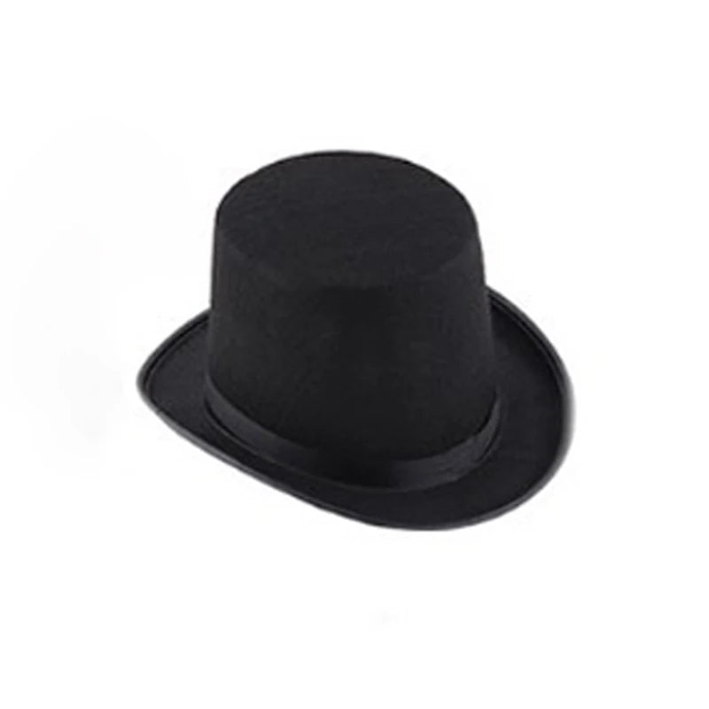 Black top hat on a white background