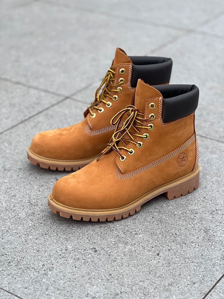 Men’s Genuine Leather Outdoor Boots | 2025 Casual Waterproof Shoes