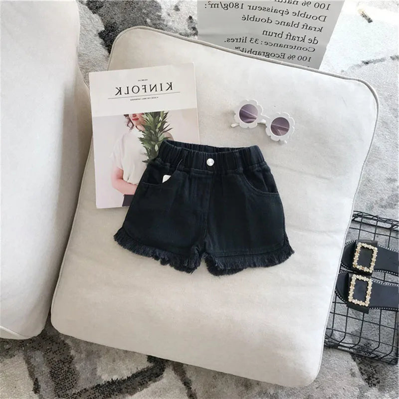 Children’s Summer Solid Color Korean Pants | Girls’ Casual Jeans & Shorts