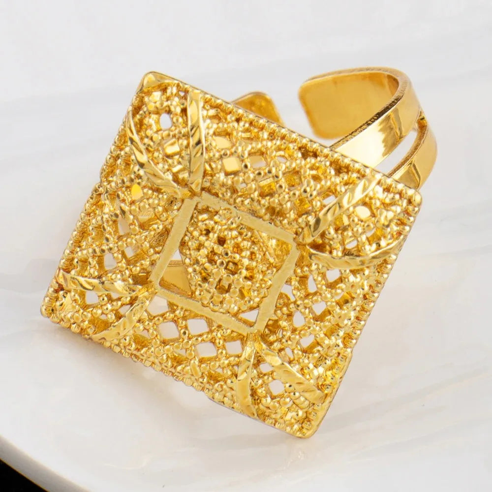 Luxury 18K Gold Plated Jewelry Set | Italian Bride Necklace & Earrings
