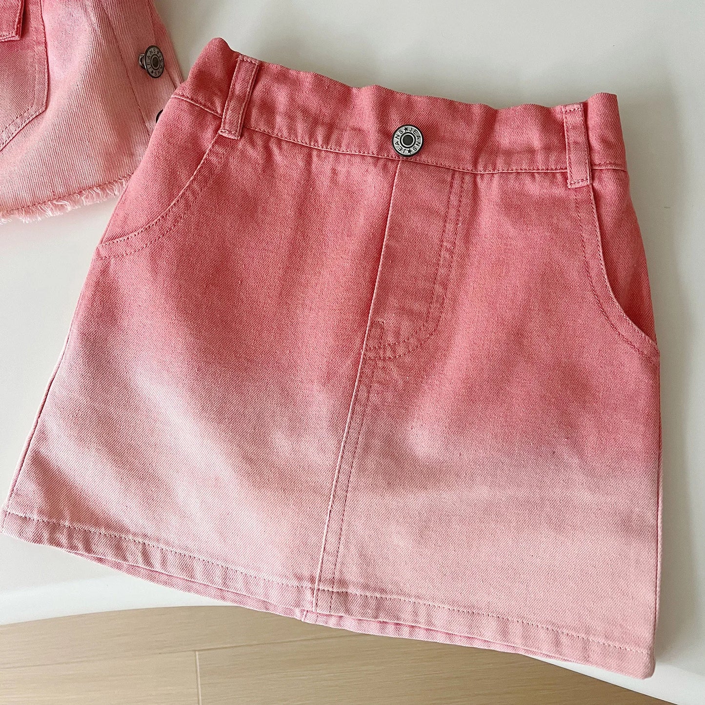 Girls’ Denim Clothing Set | T-Shirt & Skirt 3PCS