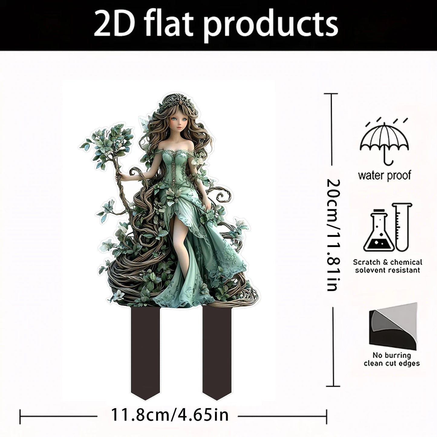 Fairy Garden Stakes Garden 2D Acrylic fairy Stakes Flower fairy outdoor ground plug Garden fairy ground plug for Yards Patio