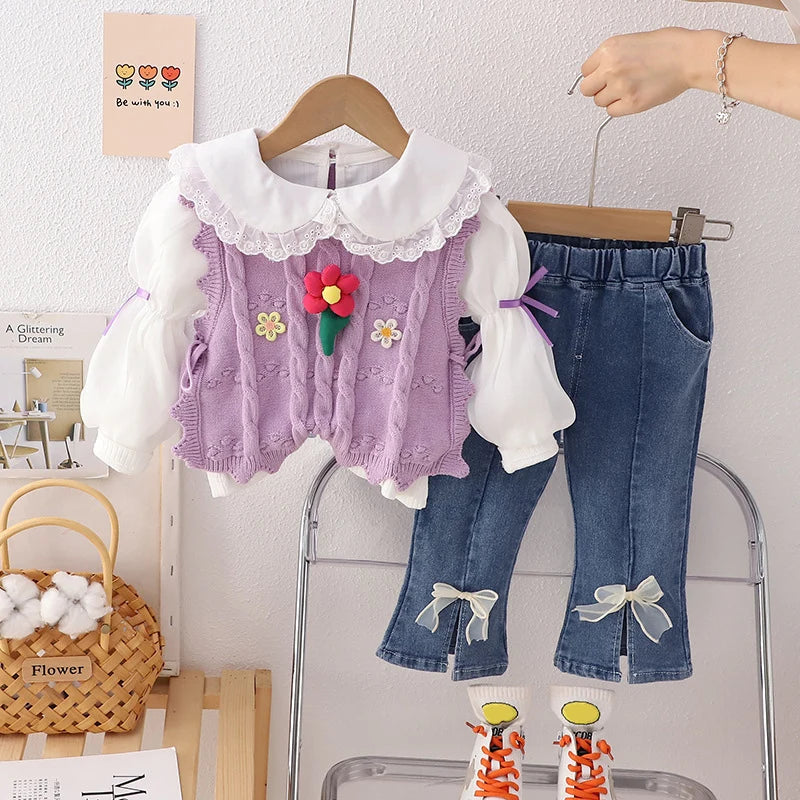 Girls’ Clothing Sets | Floral T-Shirt, Vest, Bow Jeans & Tracksuit