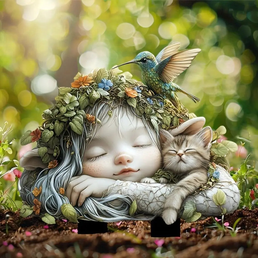 Acrylic Fairy Garden Art Sculpture Cute Creative Garden Floor Plugs Artificial Multi functional Fairy Mini Figurine Courtyard