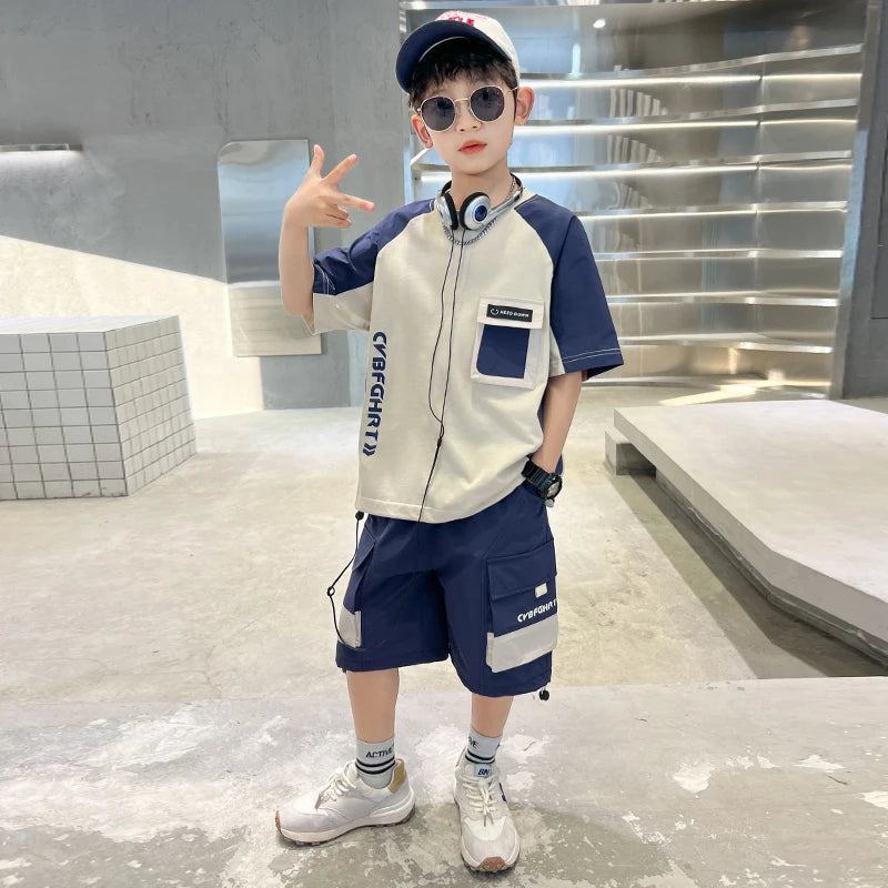 Boys’ Summer Tracksuit Sets | Short Sleeve T-Shirts & Shorts 2PCS