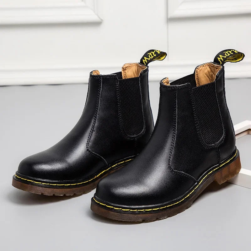 Unisex Leather Platform Chelsea Boots | Autumn Breathable Ankle Boots