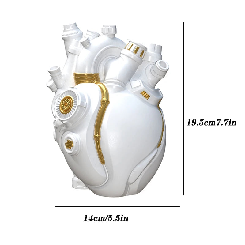 Mechanical Heart Cardiac Vase – Resin Home Decor & Unique Flower