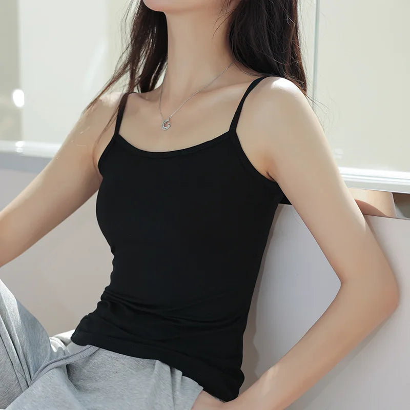 Women’s Cotton Spaghetti Strap Crop Top | Summer Casual