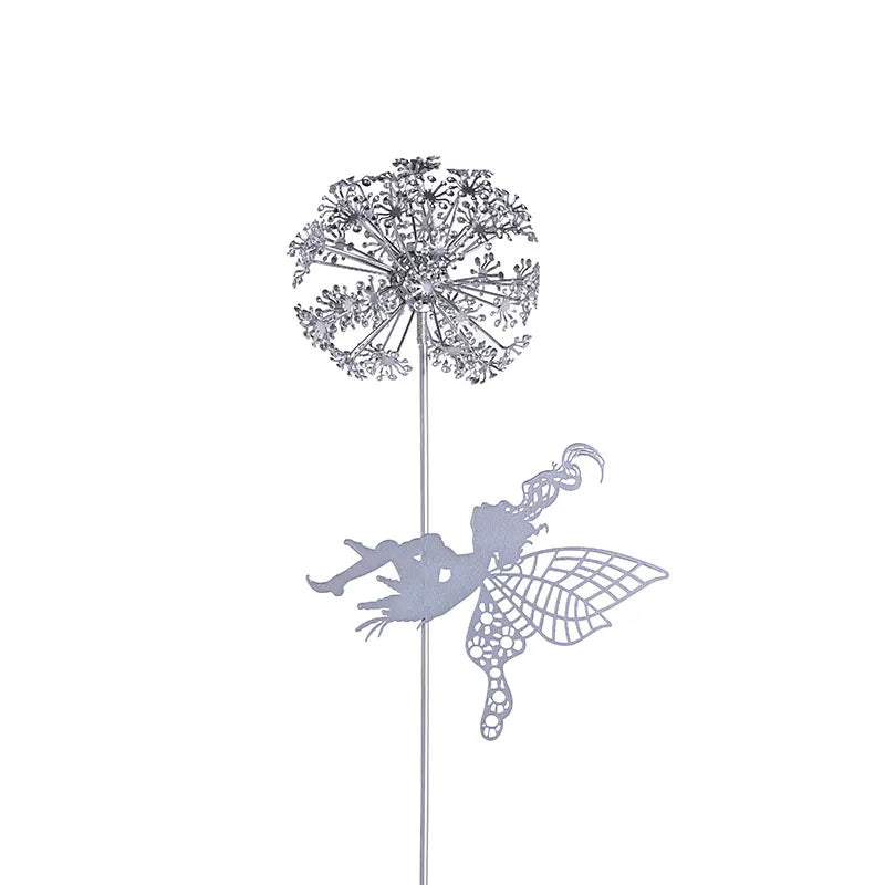 Metal Fairy Wings Garden Statues, Garden Accessories, Dandelions, Metal Elf, Decoration, Lawn, Landscape Sculpture