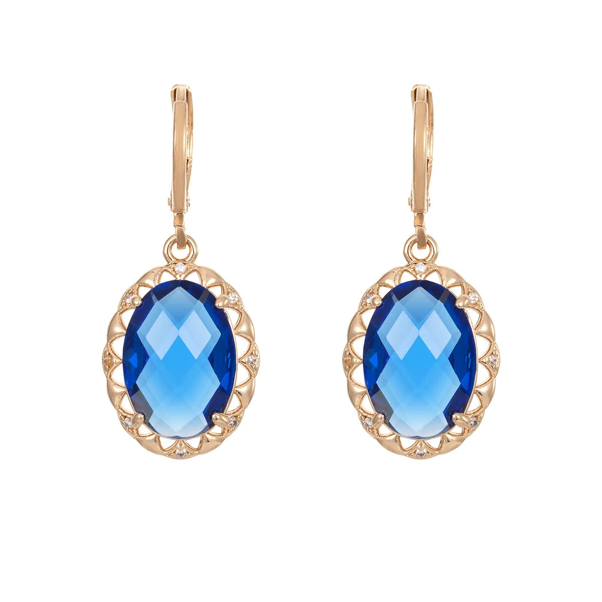 Gold Plated Copper Jewelry Set | Blue Zirconia Accent Accessories
