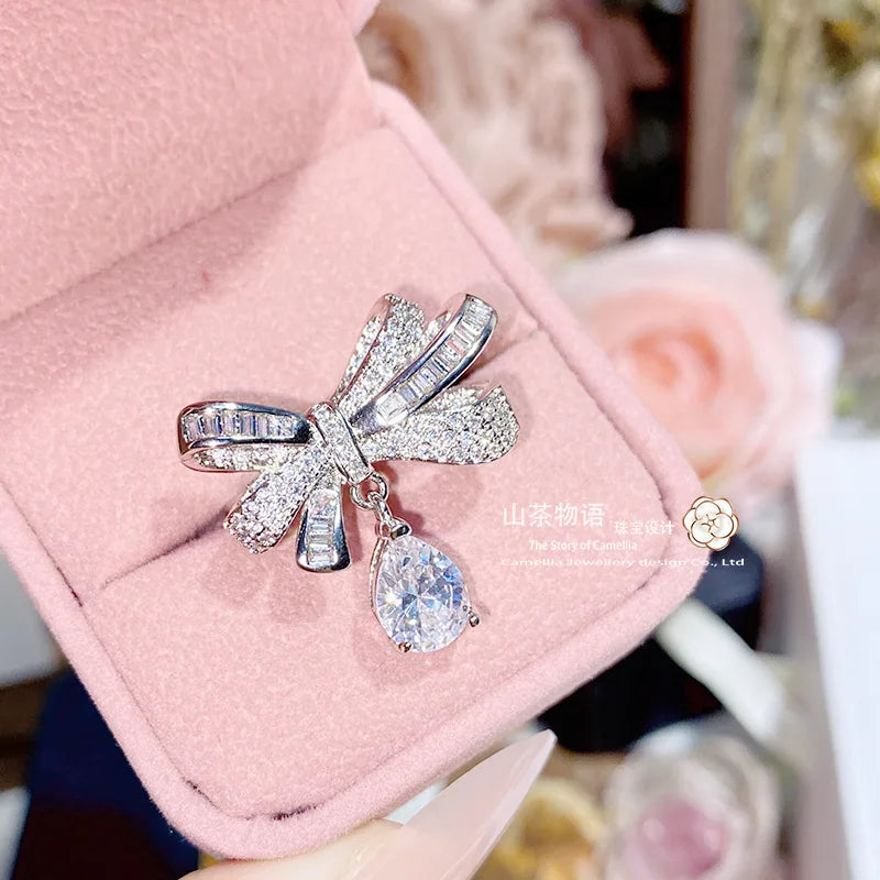 Luxury Geometric Jewelry Set | Bow Necklace & Earrings for Women