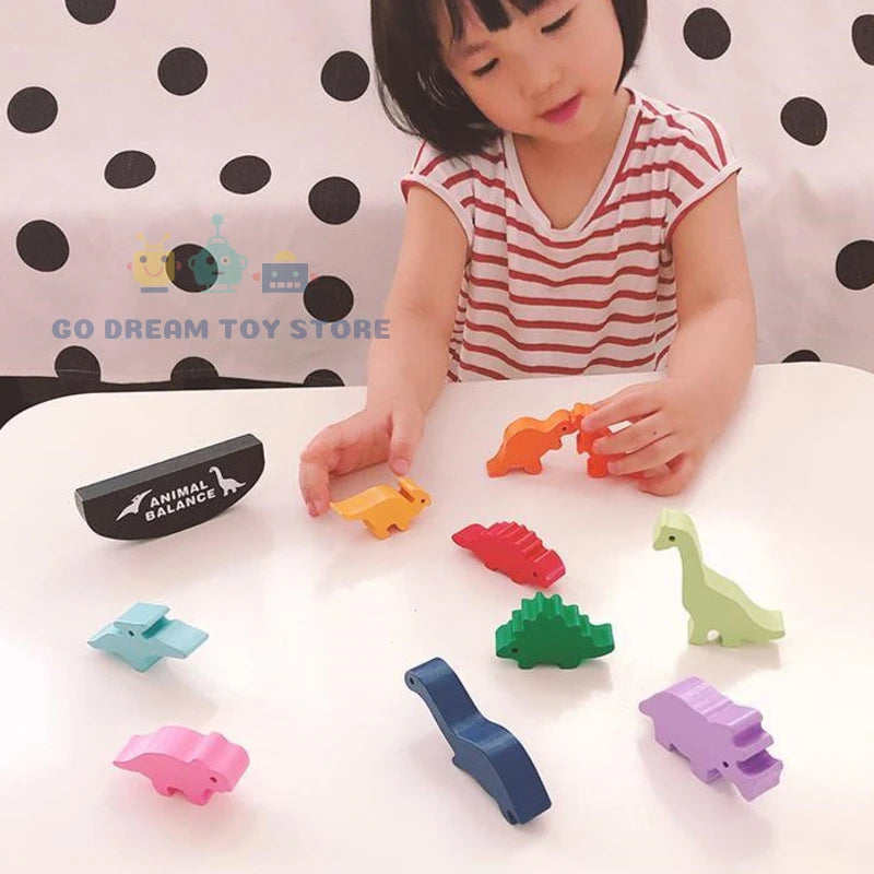 Wooden Balance Blocks | Animal & Dinosaur Montessori Stacking Toy