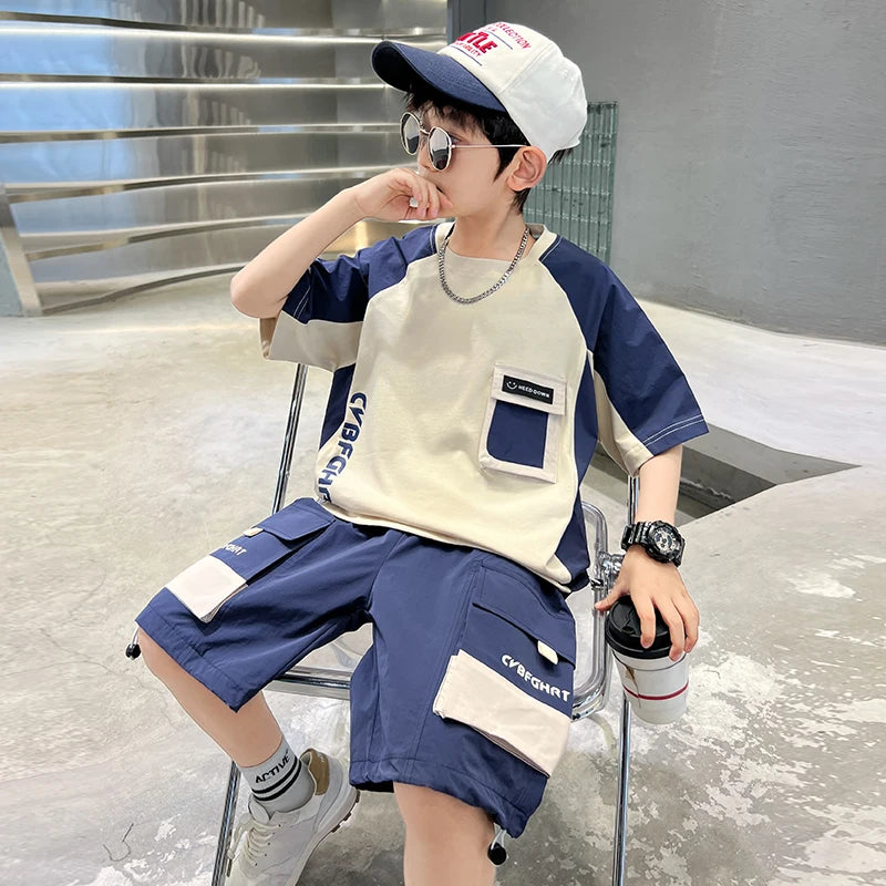 Boys’ Summer Tracksuit Sets | Short Sleeve T-Shirts & Shorts 2PCS