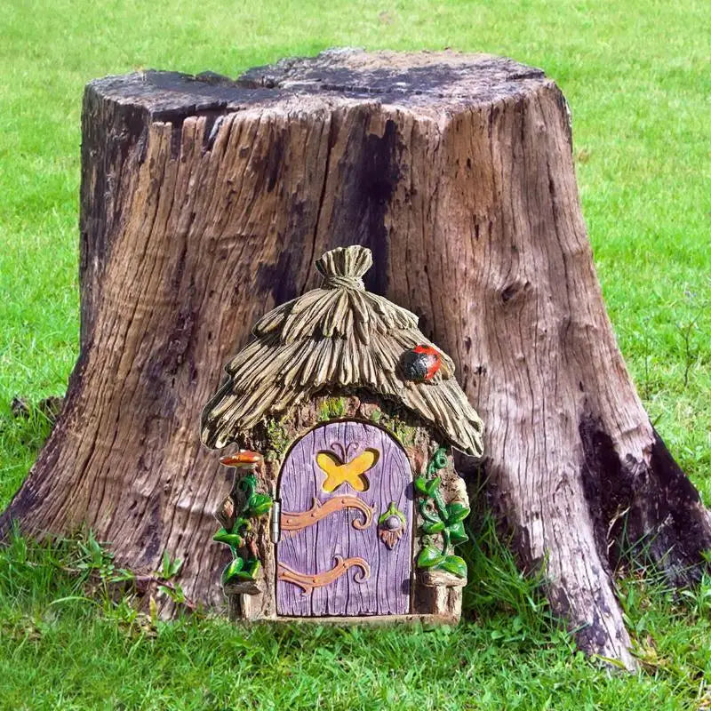 Fairy Garden House Wood Miniature Window And Door Decoration For Tree Art Sculpture Garden Decor For Porch Wall Living Room