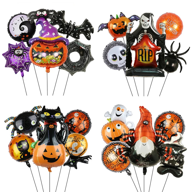 Pumpkin & Ghost Balloons | Spider & Bat Foil Party Supplies