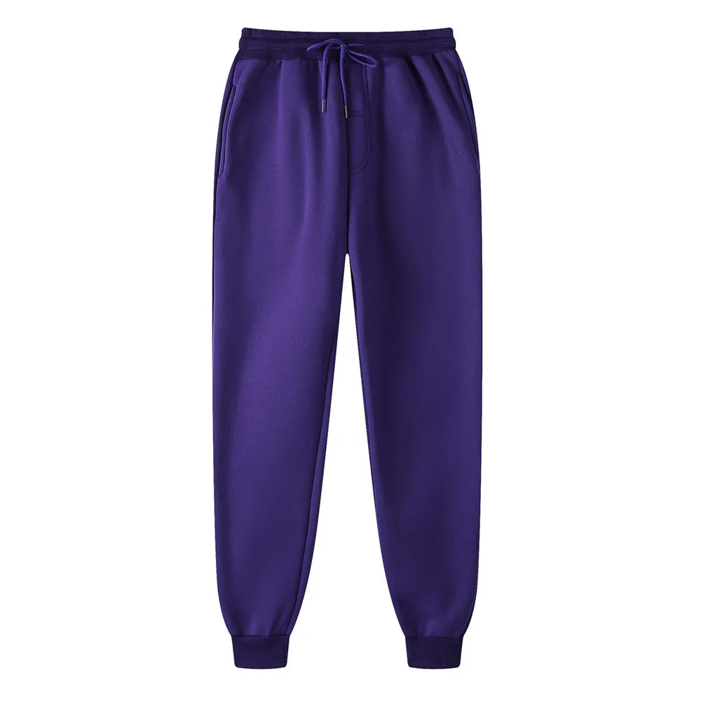Purple sweatpants on a white background