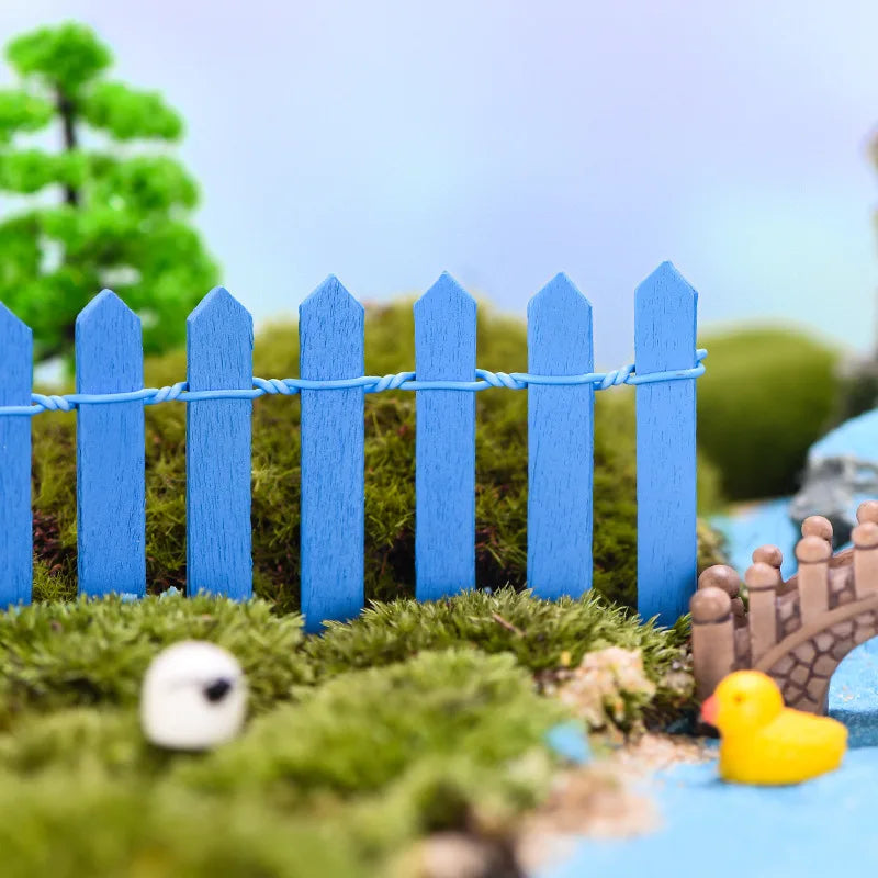 Fairy Garden Mini Fence, 35.5 Inch Wooden Miniature Picket Fence Border Decoration, Suitable For DIY Bonsai, Succulents, Flower