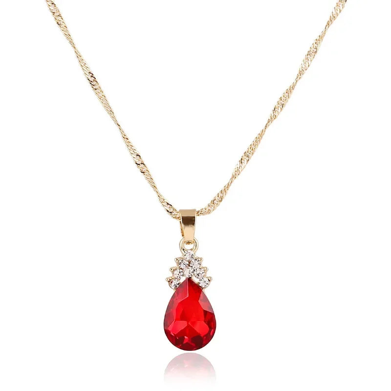 3pcs Gold Jewelry Set | Crystal Bridal Necklace & Earrings Set