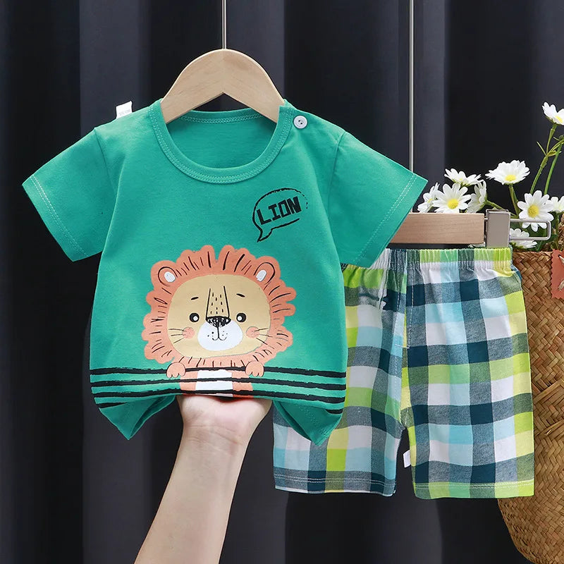 Boys’ Cartoon Print Clothing Set | Short Sleeve T-Shirts & Shorts