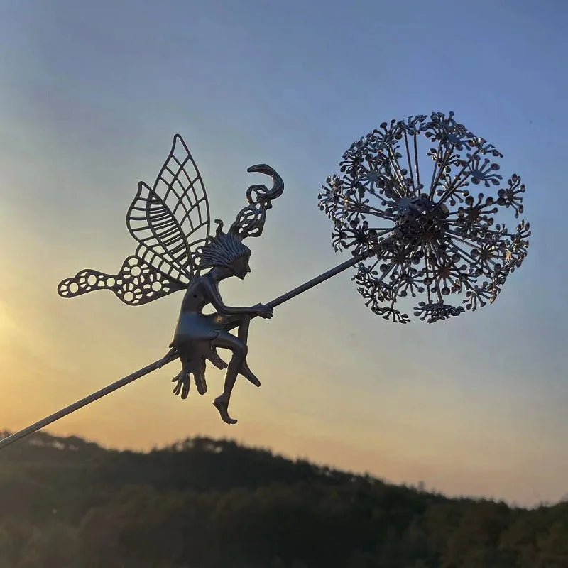 Metal Fairy Wings Garden Statues, Garden Accessories, Dandelions, Metal Elf, Decoration, Lawn, Landscape Sculpture