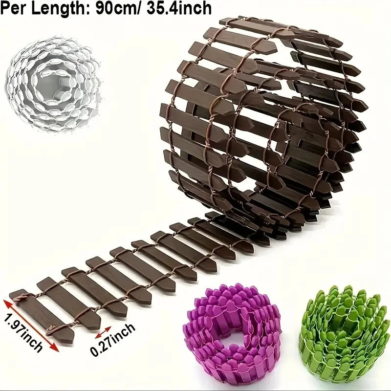 Fairy Garden Mini Fence, 35.5 Inch Wooden Miniature Picket Fence Border Decoration, Suitable For DIY Bonsai, Succulents, Flower