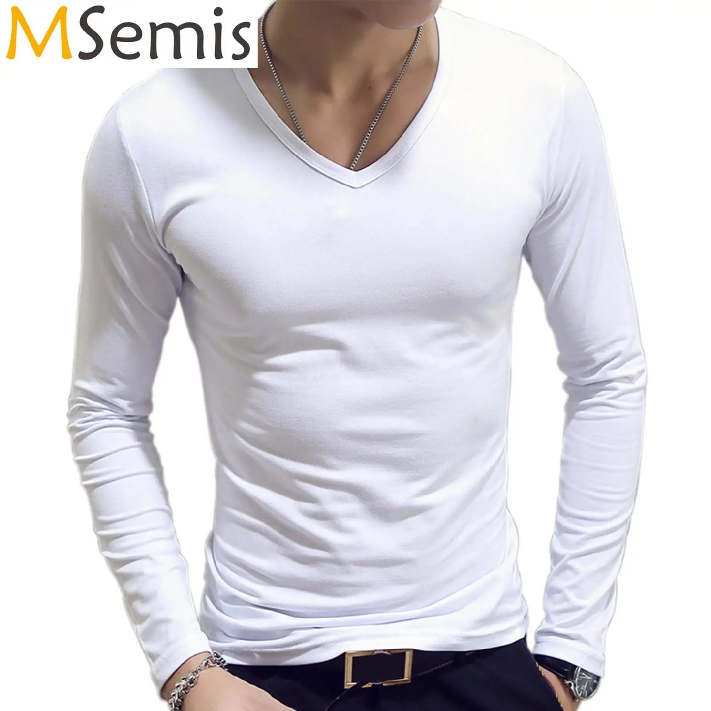 Men’s V-Neck Long Sleeve T-Shirt | Slim Fit Classic