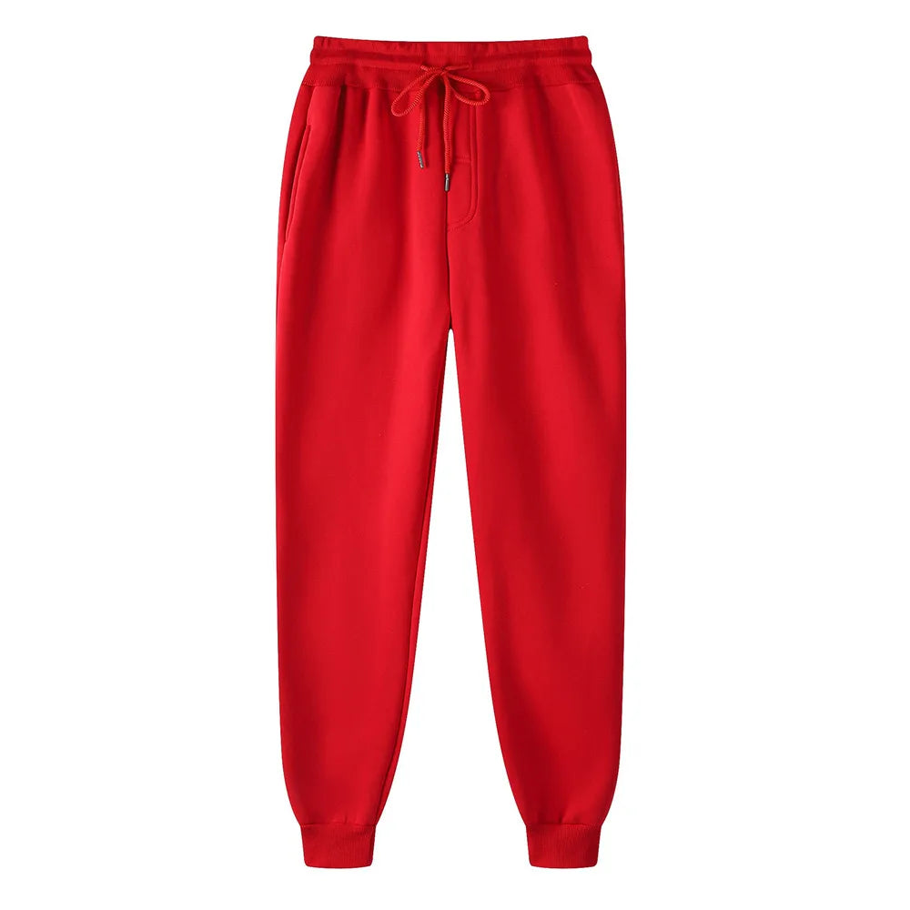 Red sweatpants on a white background