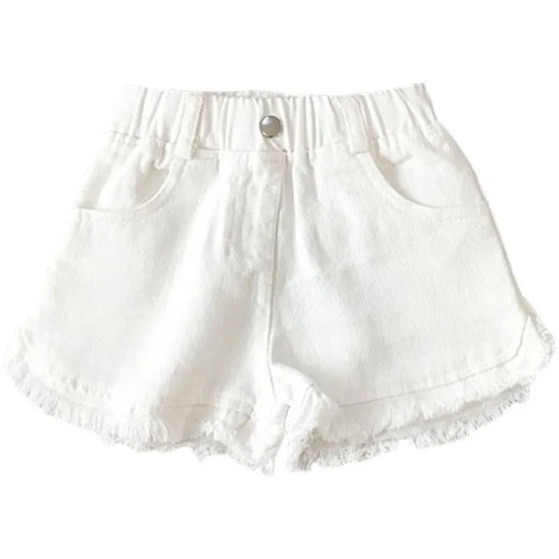 Children’s Summer Solid Color Korean Pants | Girls’ Casual Jeans & Shorts